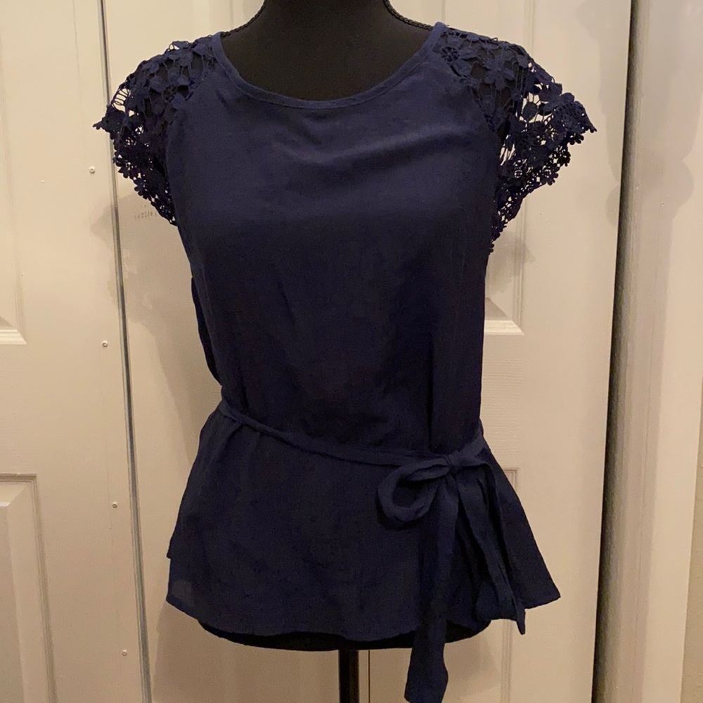 E&M | women’s top | blouse | small | navy blue